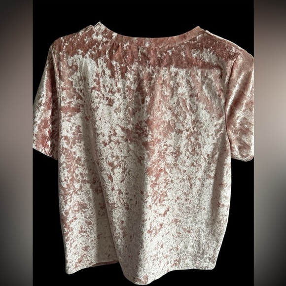 Rags to riches pink crushed velvet tshirt/long cropped top queen embroidered - Picture 2 of 2